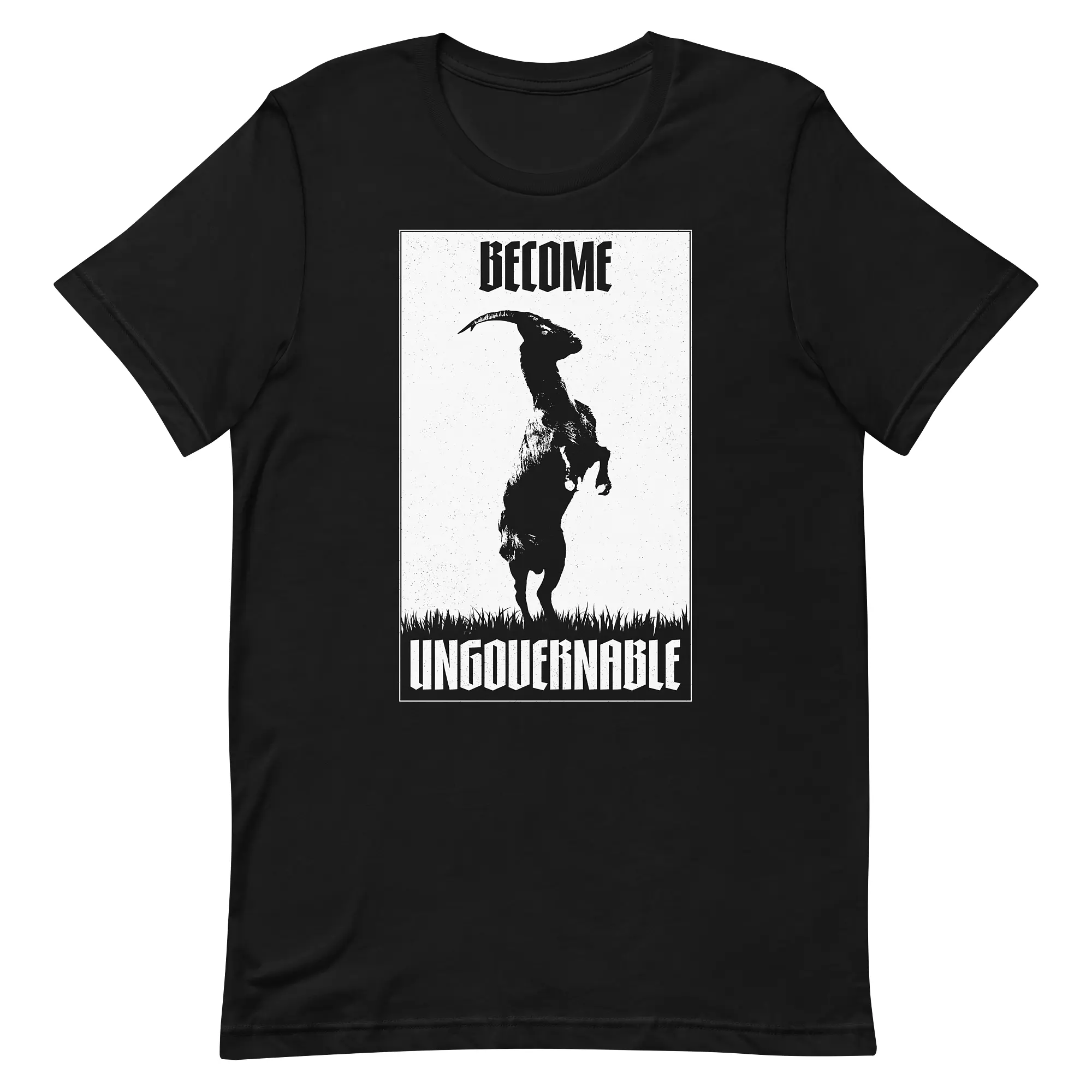 "Become Ungovernable" standing goat b&w tee